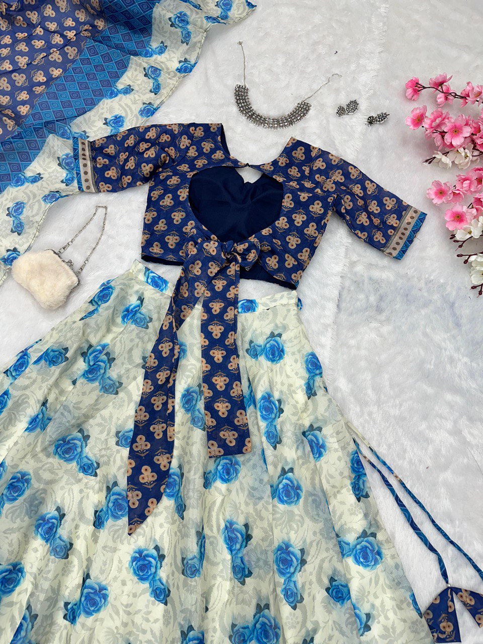 Blue Embrace Elegance with a Modern Touch – Exclusive Designer Lehenga Choli