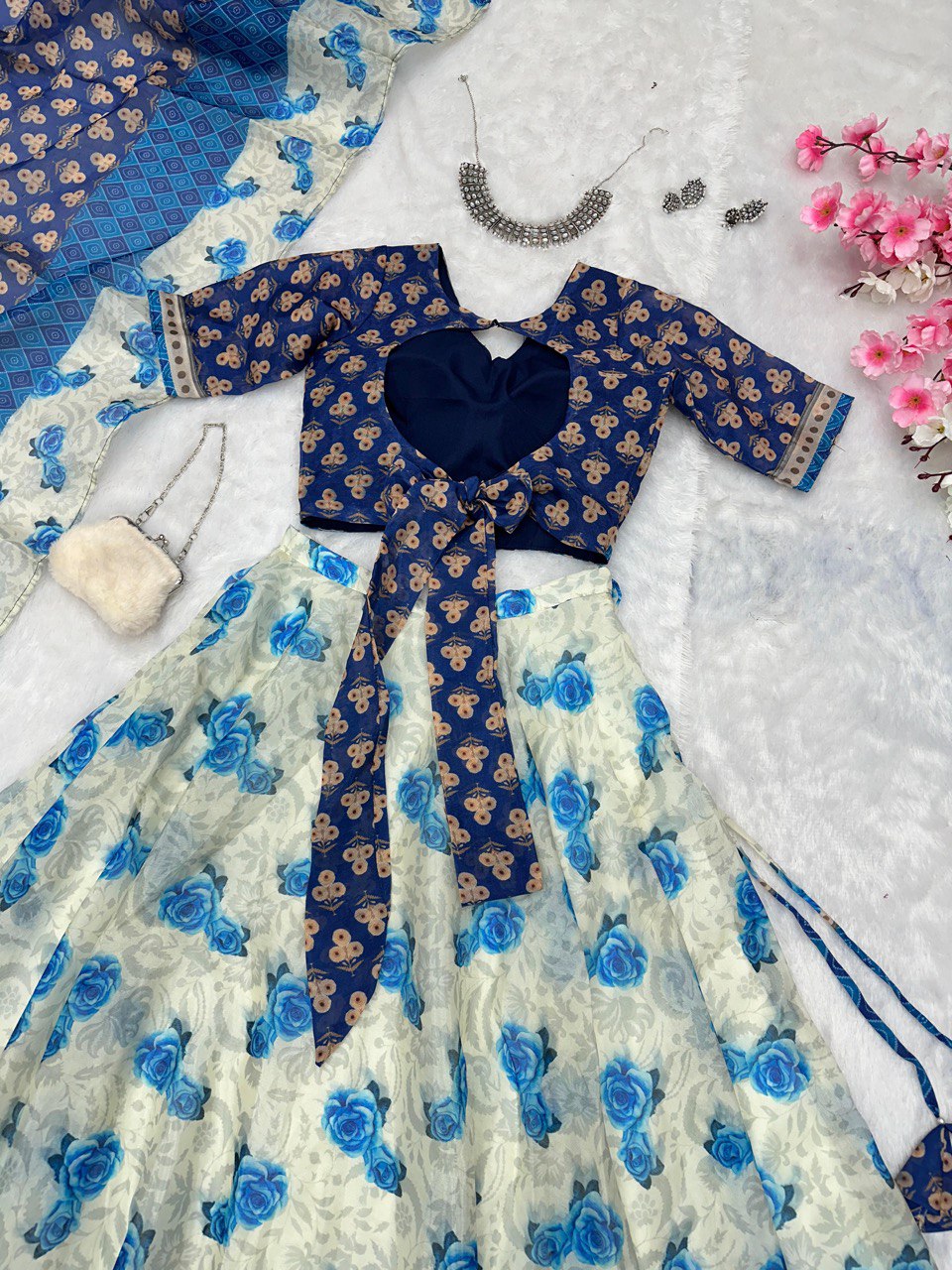 Blue Embrace Elegance with a Modern Touch – Exclusive Designer Lehenga Choli