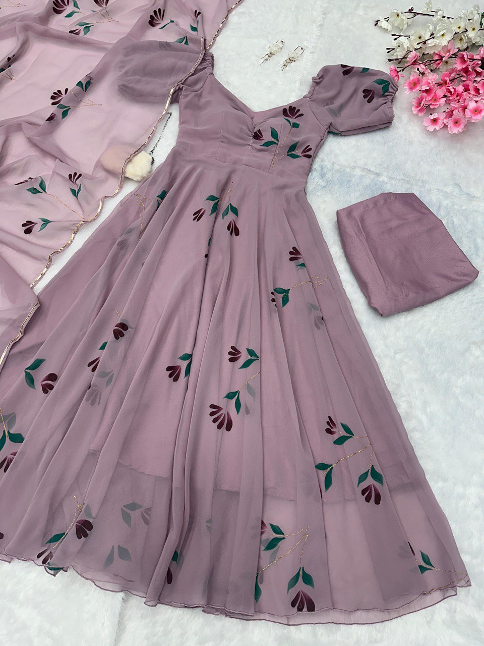 Purple Elevate Your Style with Handpainted Elegance – Exclusive Anarkali Suit
