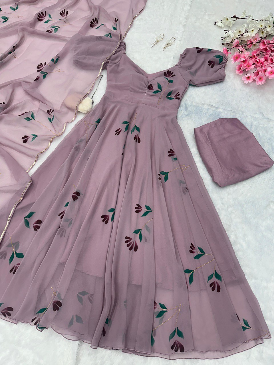 Purple Elevate Your Style with Handpainted Elegance – Exclusive Anarkali Suit