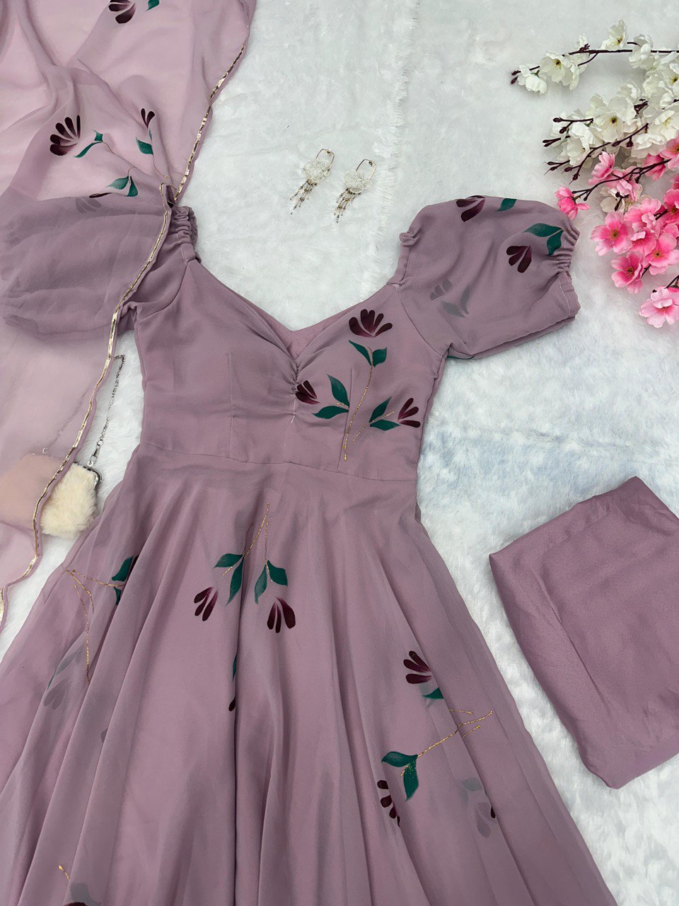 Purple Elevate Your Style with Handpainted Elegance – Exclusive Anarkali Suit