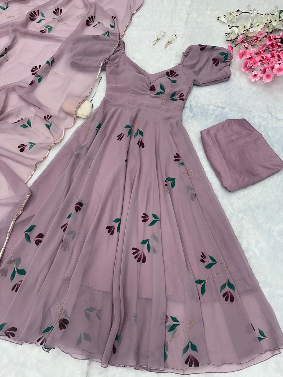 Purple Elevate Your Style with Handpainted Elegance – Exclusive Anarkali Suit