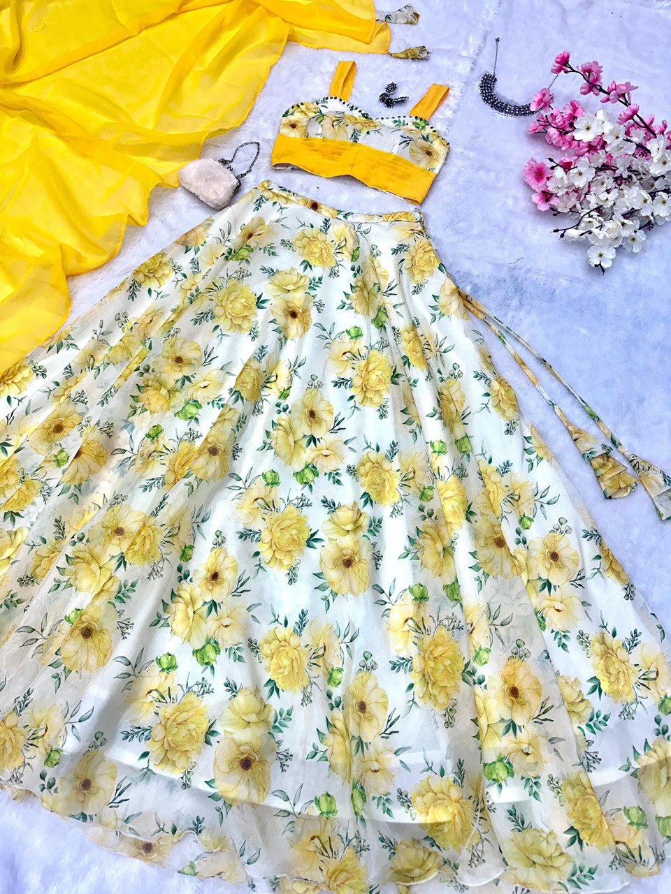 Yellow Elevate Your Wardrobe with Exclusive Floral Lehenga