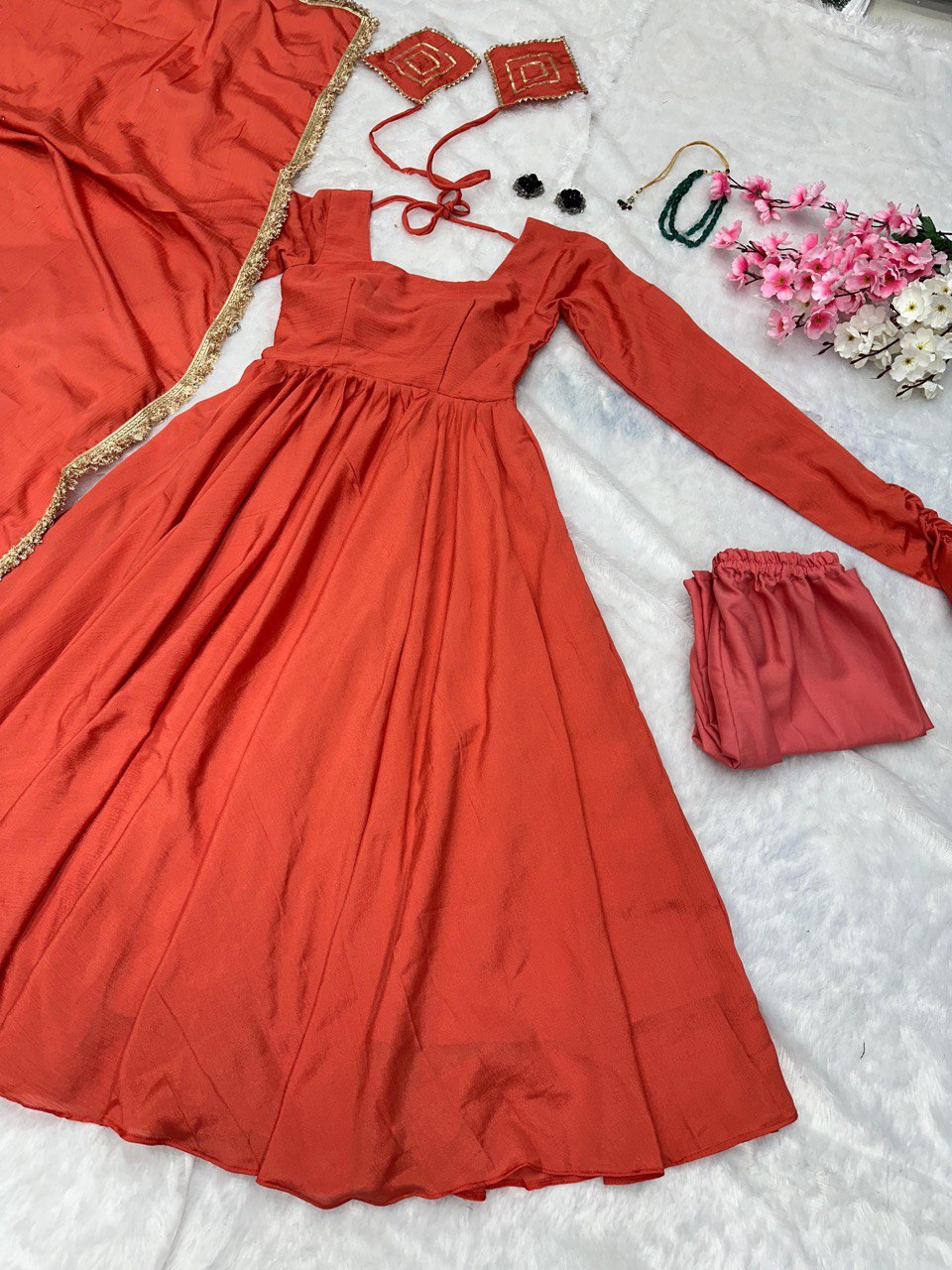 Orange Discover Modern Elegance with Our Exclusive Anarkali Design
