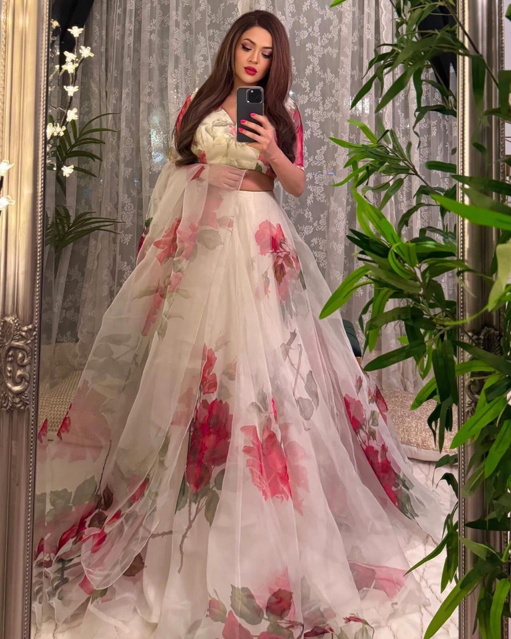 White Experience Timeless Elegance with Our Exclusive Floral Lehenga Design