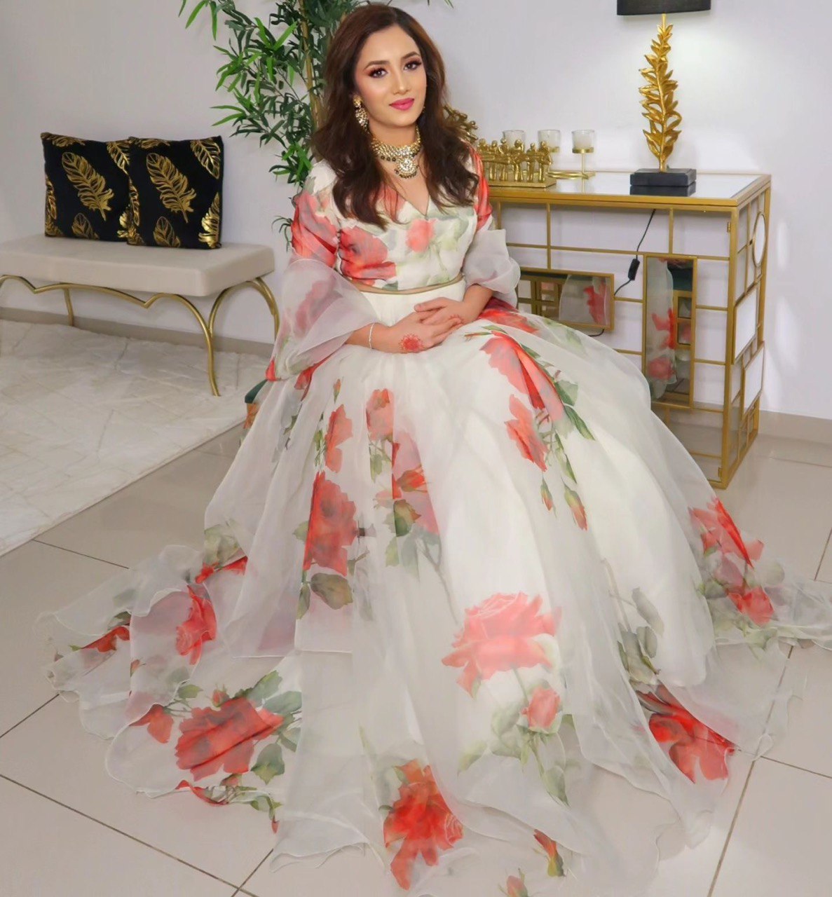 White Experience Timeless Elegance with Our Exclusive Floral Lehenga Design