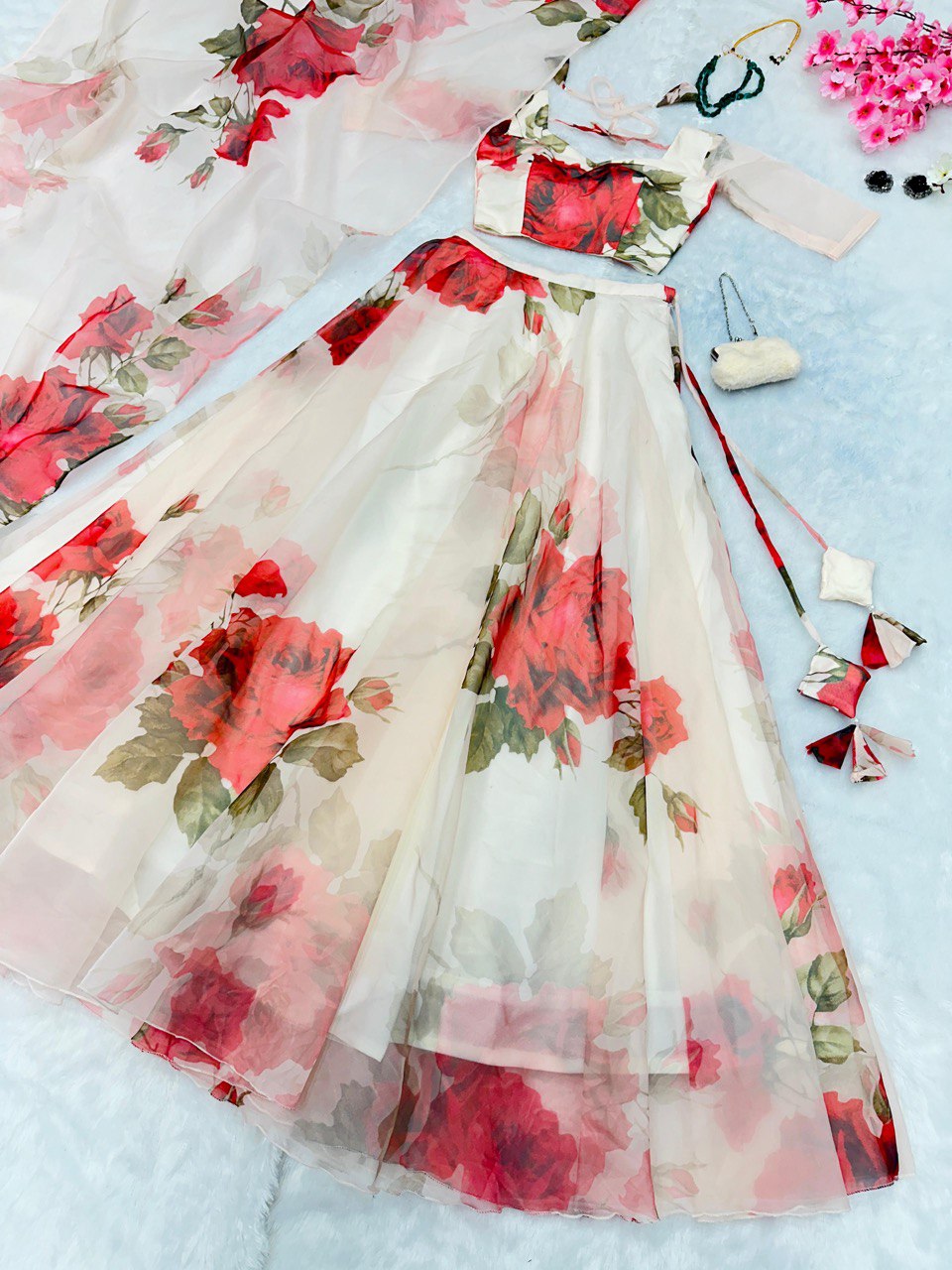 White Experience Timeless Elegance with Our Exclusive Floral Lehenga Design