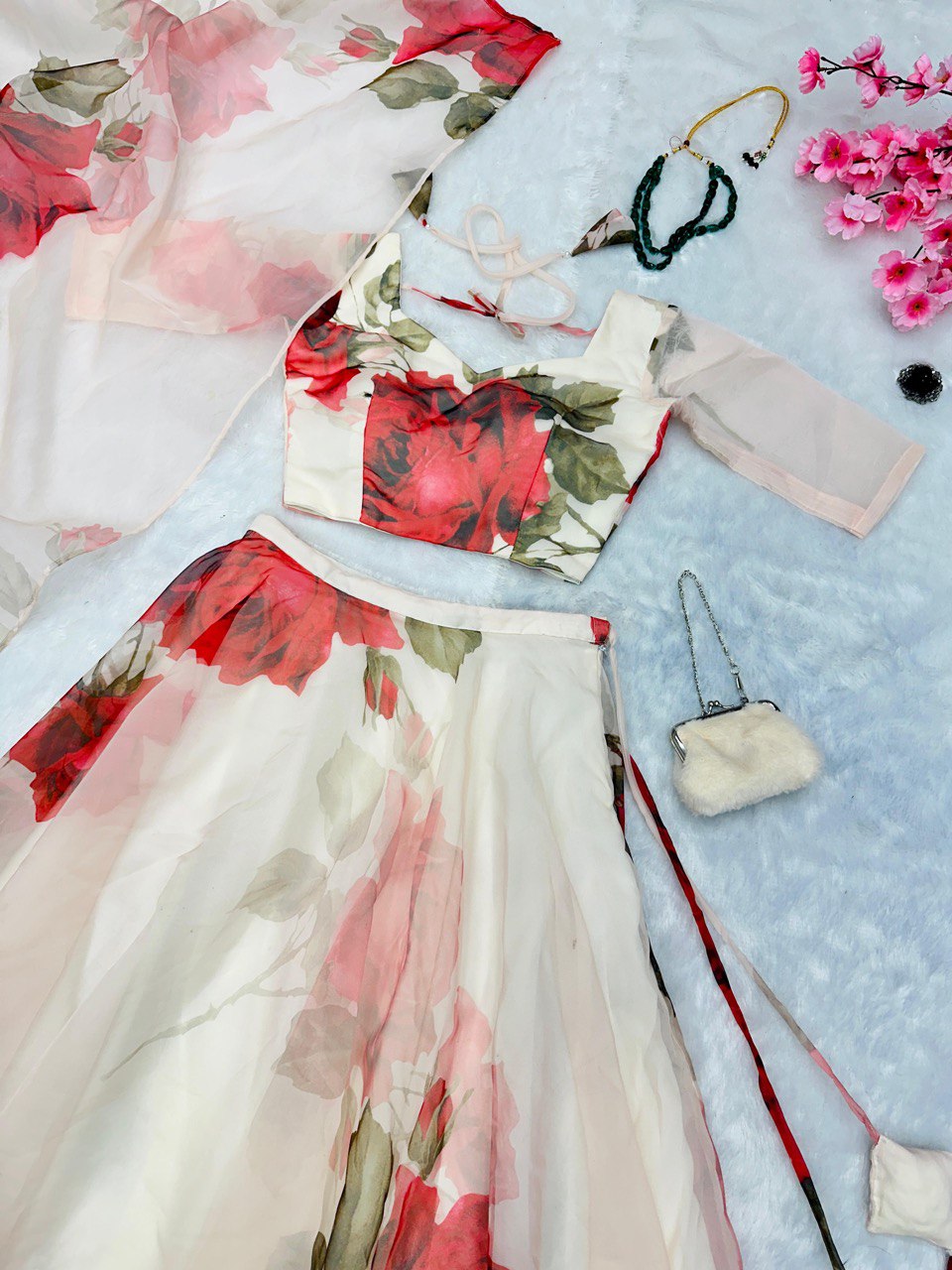 White Experience Timeless Elegance with Our Exclusive Floral Lehenga Design