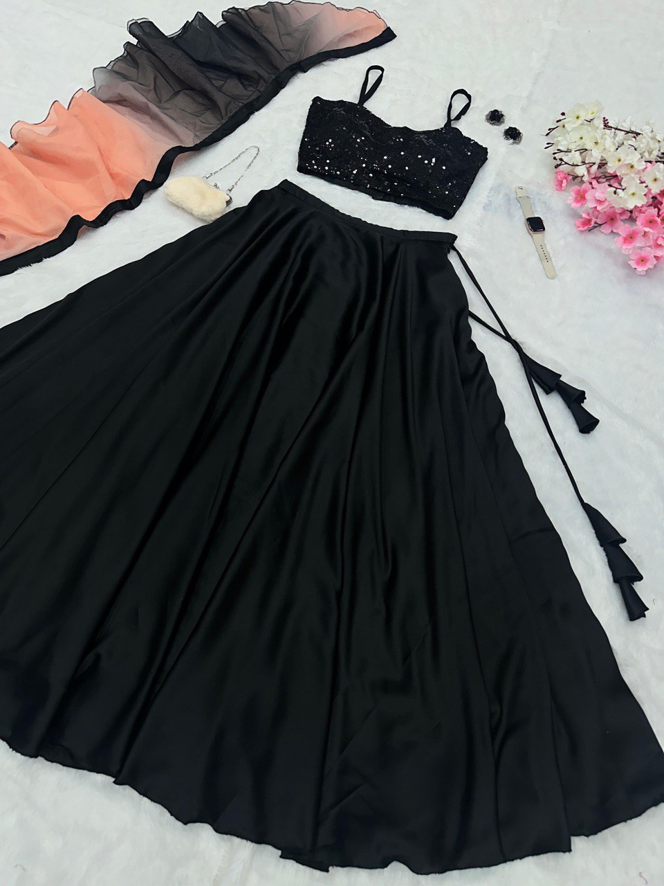 Black Unleash Elegance with Our Exclusive Georgette Lehenga Design