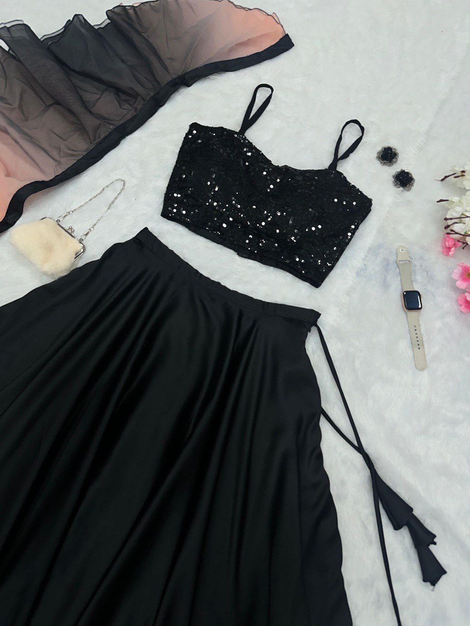 Black Unleash Elegance with Our Exclusive Georgette Lehenga Design