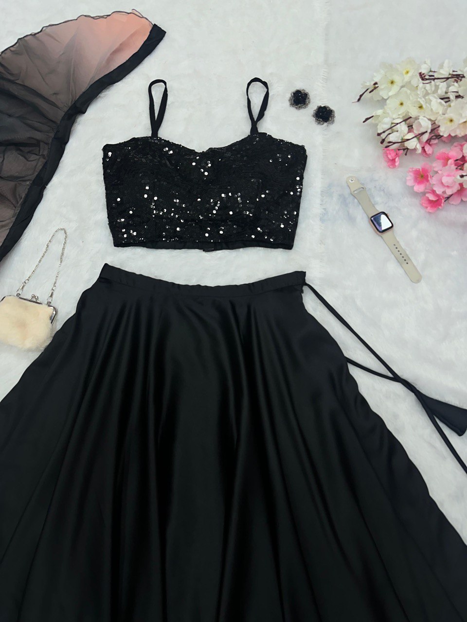 Black Unleash Elegance with Our Exclusive Georgette Lehenga Design