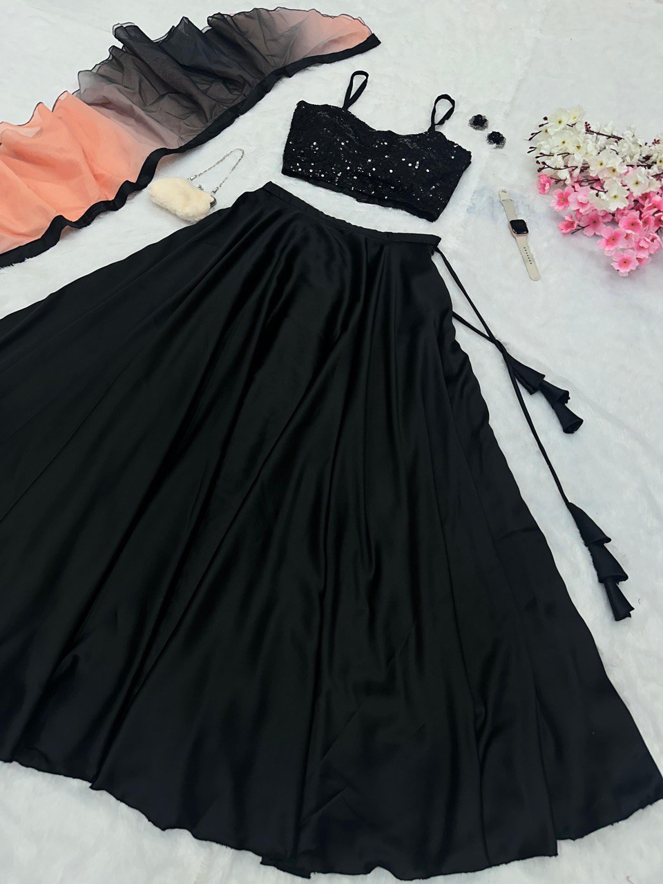 Black Unleash Elegance with Our Exclusive Georgette Lehenga Design