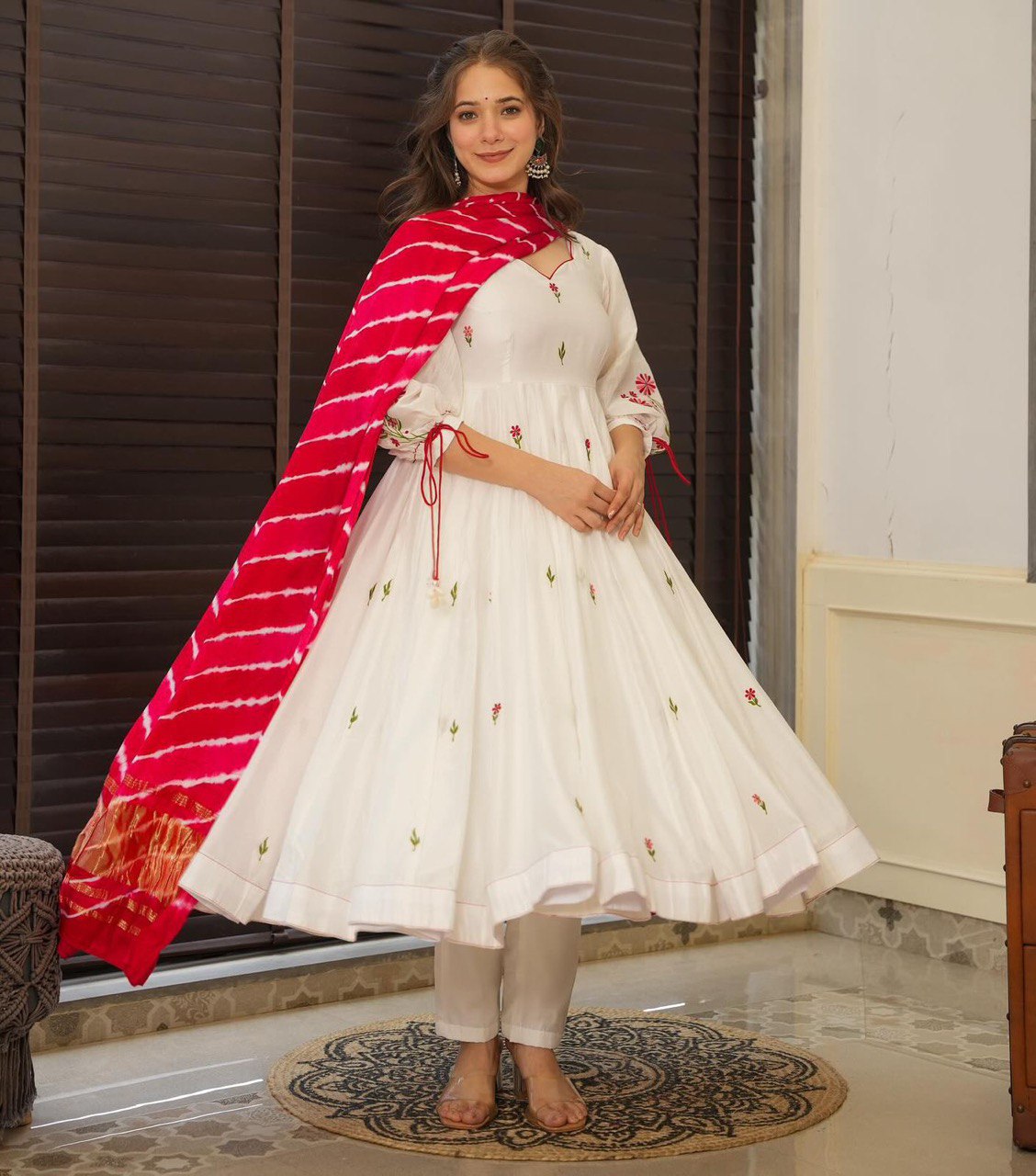 Red & White Celebrate Elegance with Our Exclusive Two-Color Anarkali Design
