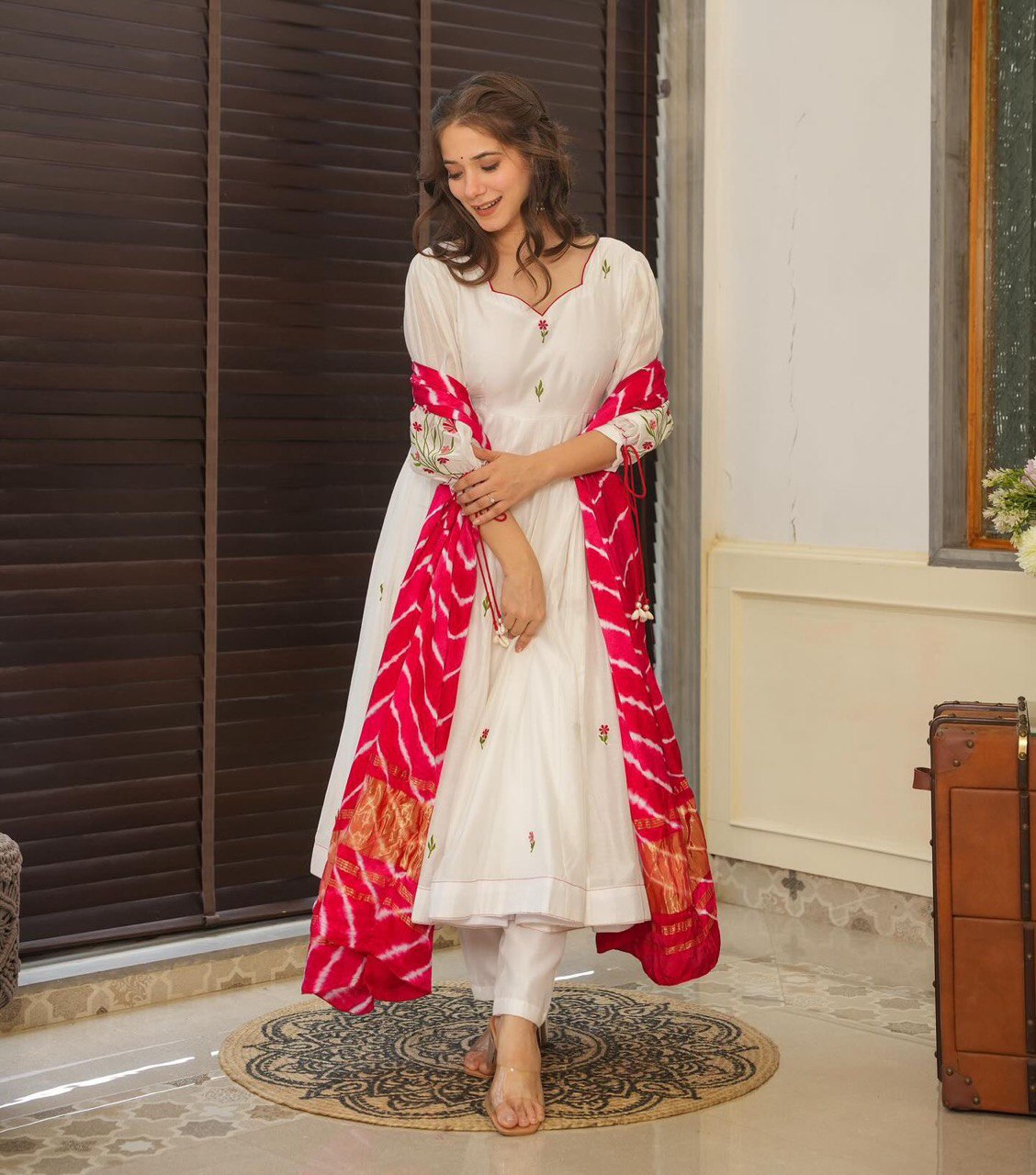 Red & White Celebrate Elegance with Our Exclusive Two-Color Anarkali Design