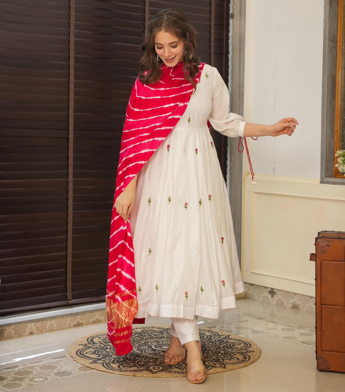 Red & White Celebrate Elegance with Our Exclusive Two-Color Anarkali Design