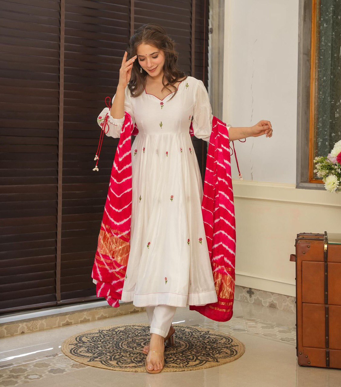 Red & White Celebrate Elegance with Our Exclusive Two-Color Anarkali Design
