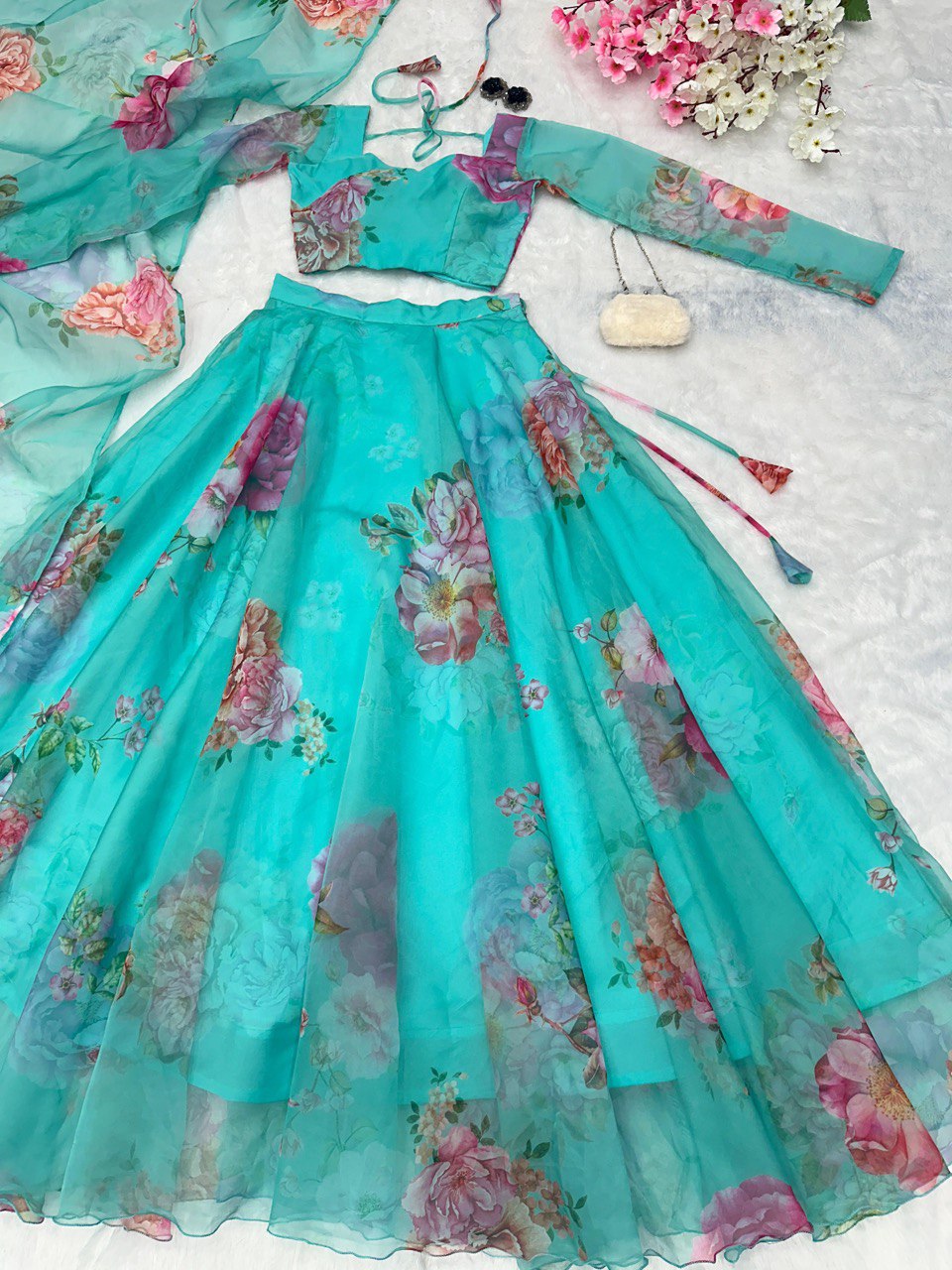 Sky Blue Experience Modern Elegance with Our Exclusive Floral Lehenga Design