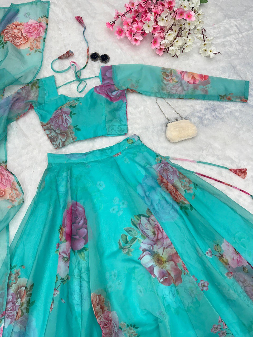 Sky Blue Experience Modern Elegance with Our Exclusive Floral Lehenga Design