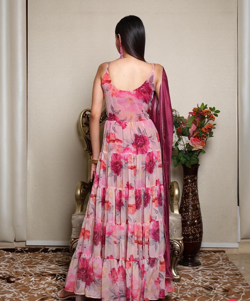 Pink Embrace Elegance with Our Exclusive Georgette Anarkali Design