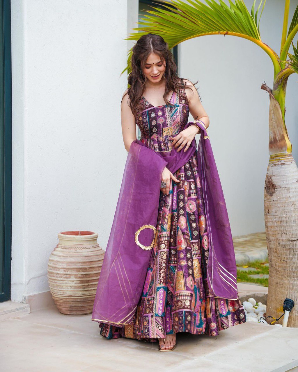 Multicolor Unveil Your Elegance with Our Exclusive Jimmy Organza Anarkali Gown