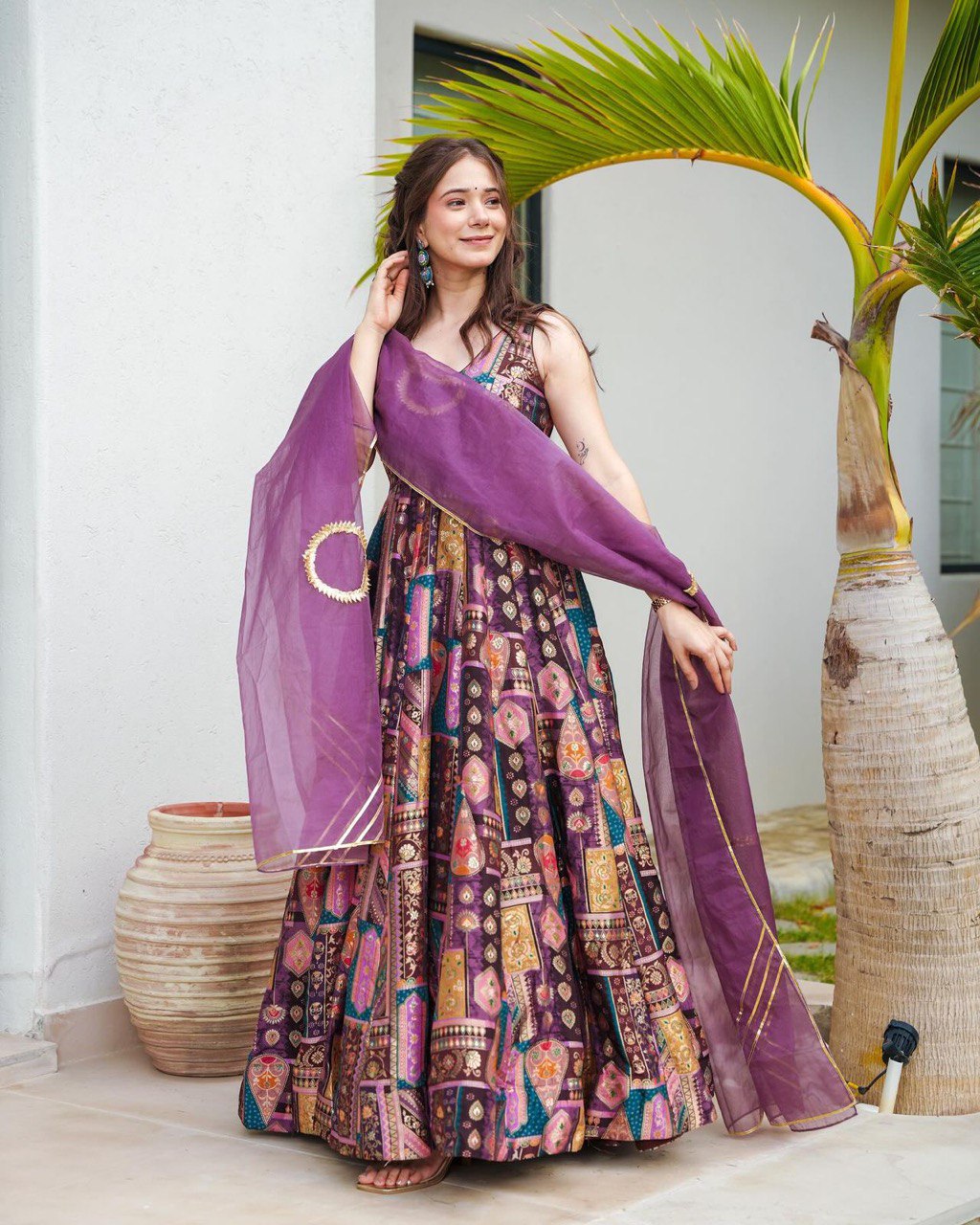 Multicolor Unveil Your Elegance with Our Exclusive Jimmy Organza Anarkali Gown