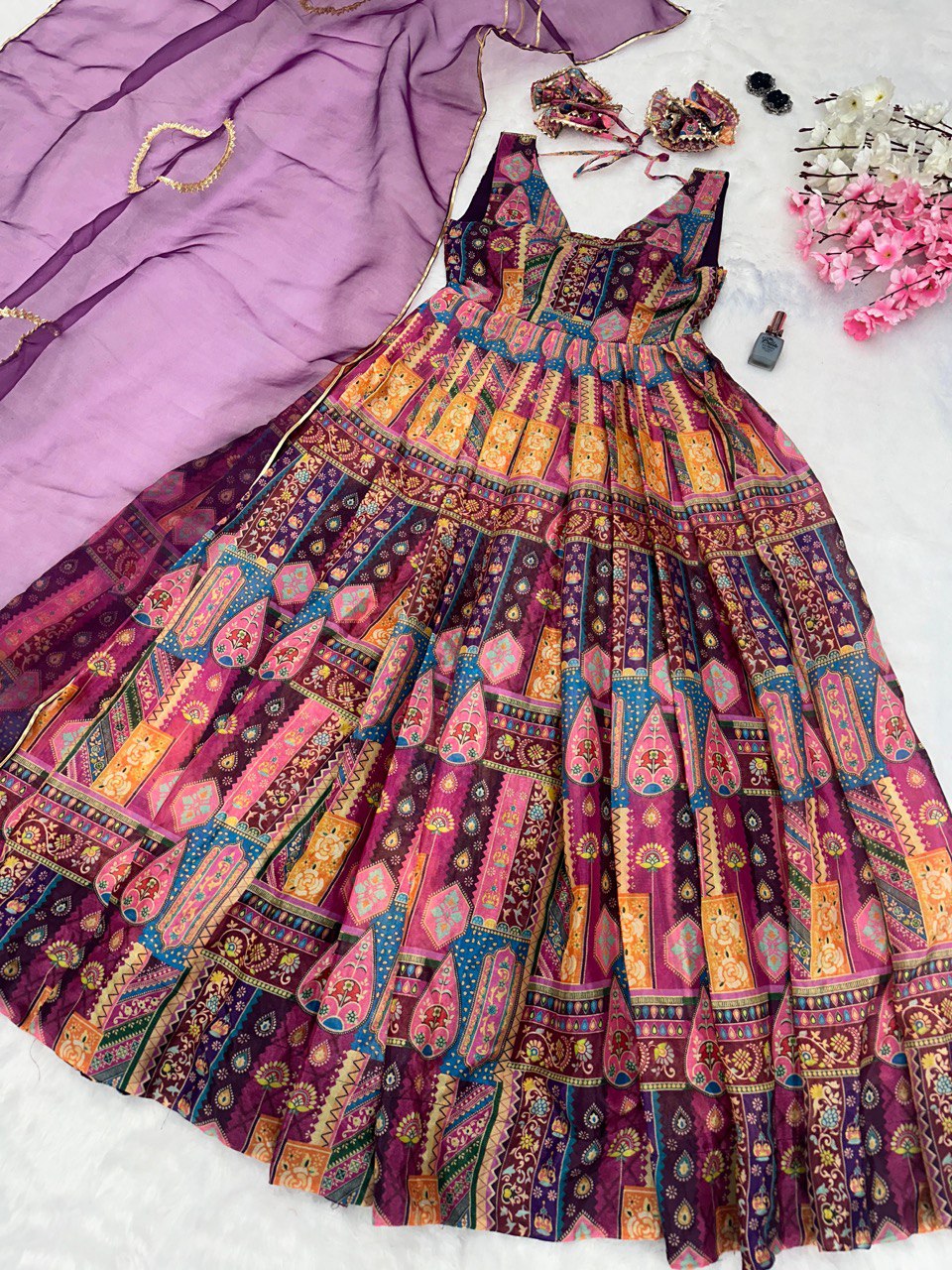 Multicolor Unveil Your Elegance with Our Exclusive Jimmy Organza Anarkali Gown