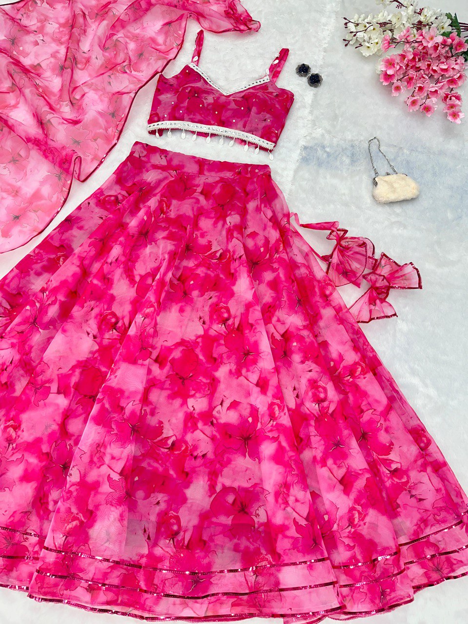 Pink Experience Timeless Elegance with Our Exclusive Organza Lehenga Set