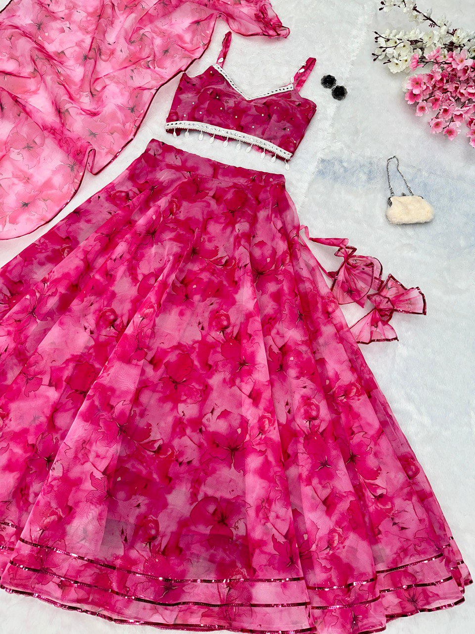 Pink Experience Timeless Elegance with Our Exclusive Organza Lehenga Set