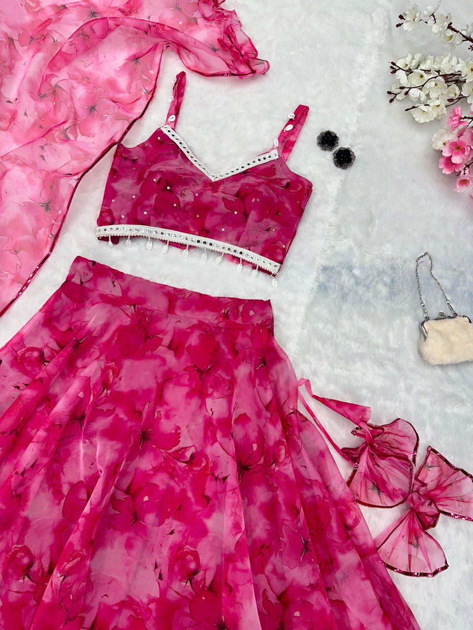 Pink Experience Timeless Elegance with Our Exclusive Organza Lehenga Set