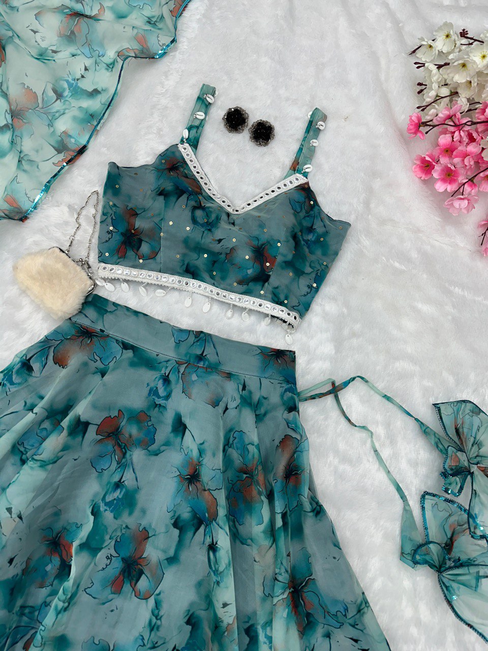 Sky Blue Experience Timeless Elegance with Our Exclusive Organza Lehenga Set