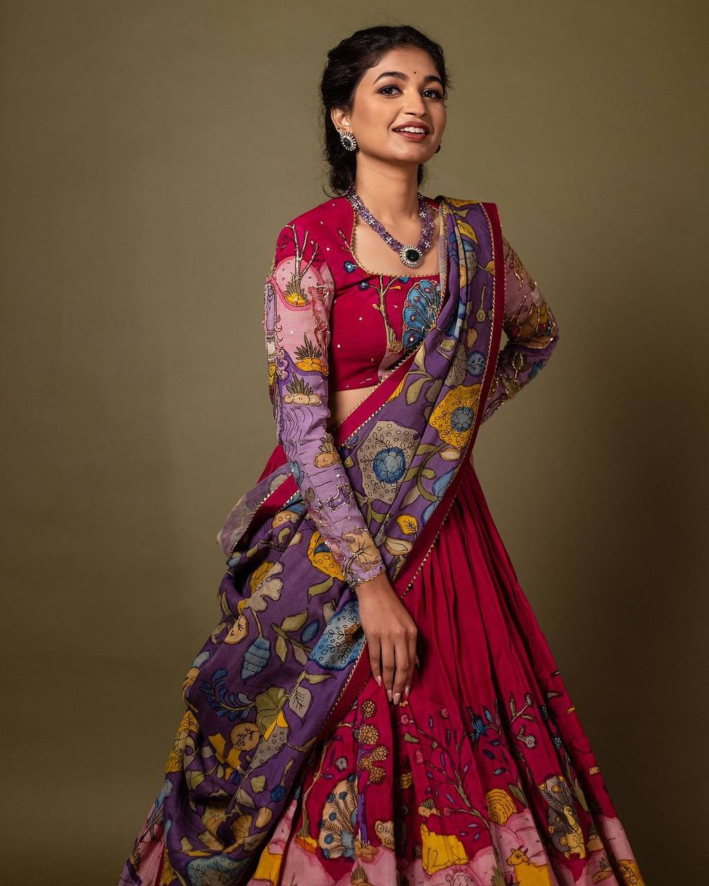 Exquisite kalamkari lehenga in rich multicolor design perfect for cultural festive events