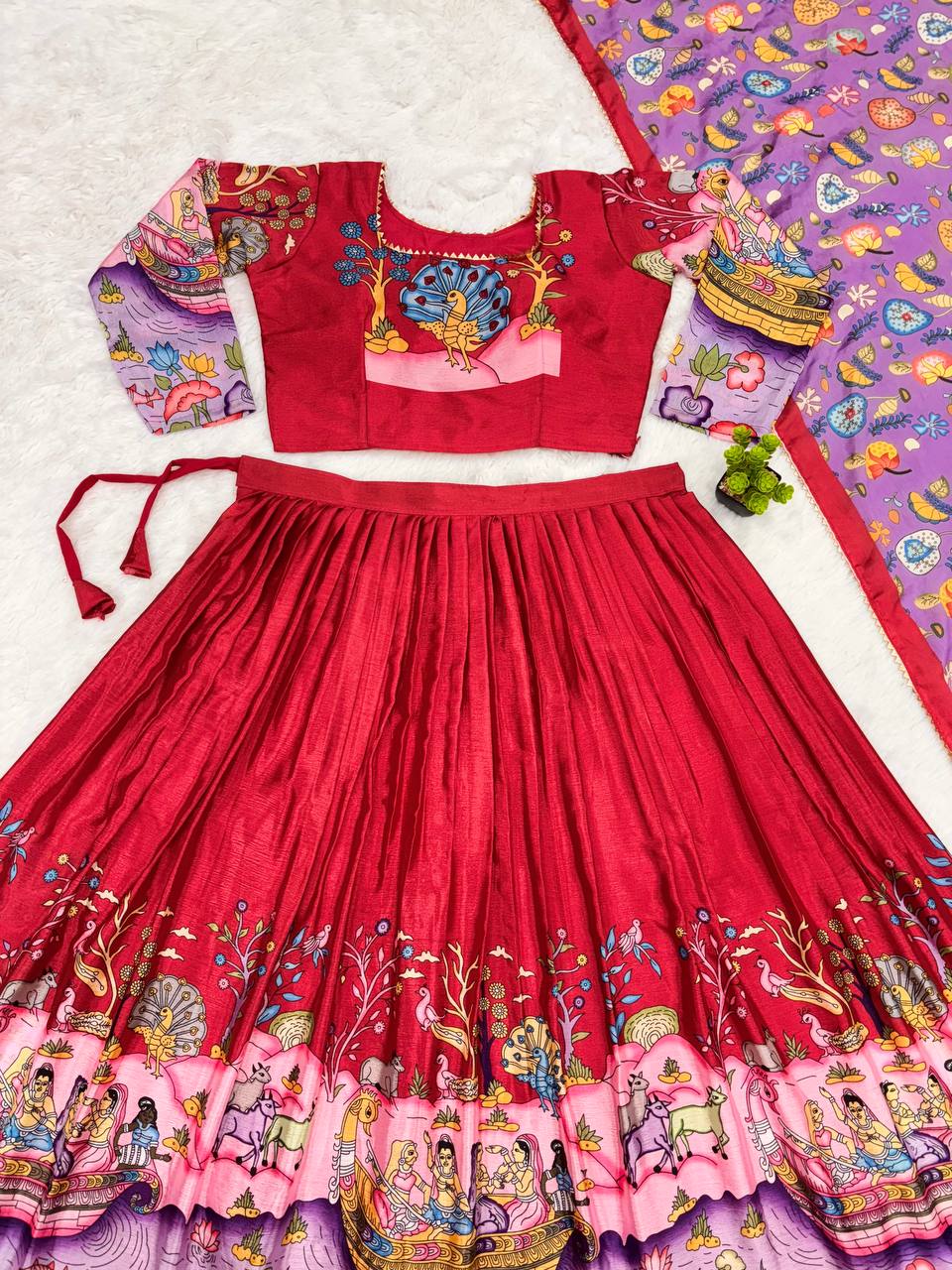 Exquisite kalamkari lehenga in rich multicolor design perfect for cultural festive events