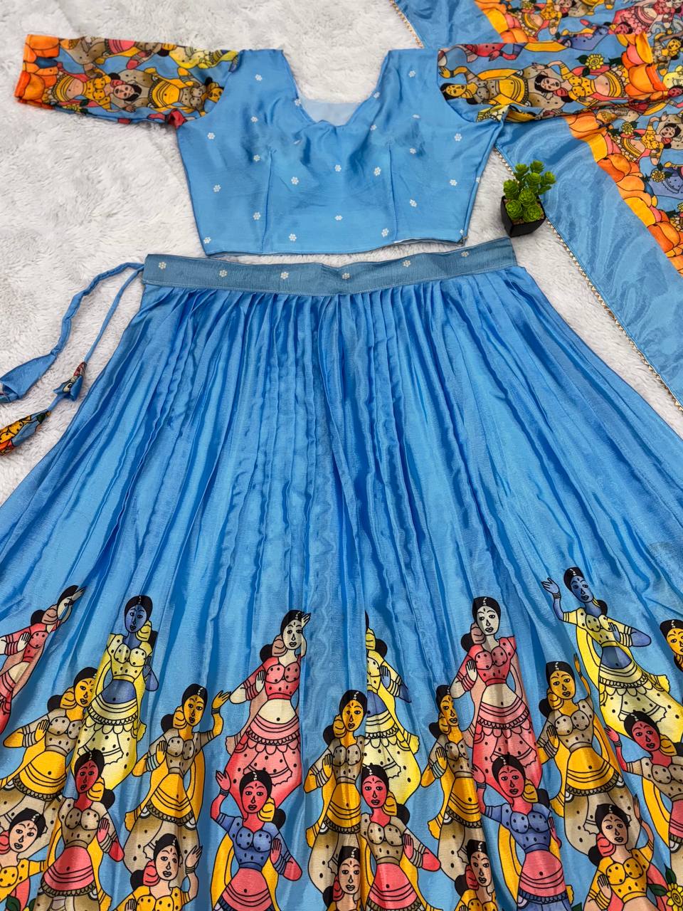 Festive wear sky blue lehenga with unique heritage inspired designs