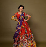 Designer kalamkari lehenga for women featuring heritage folk patterns mameraa