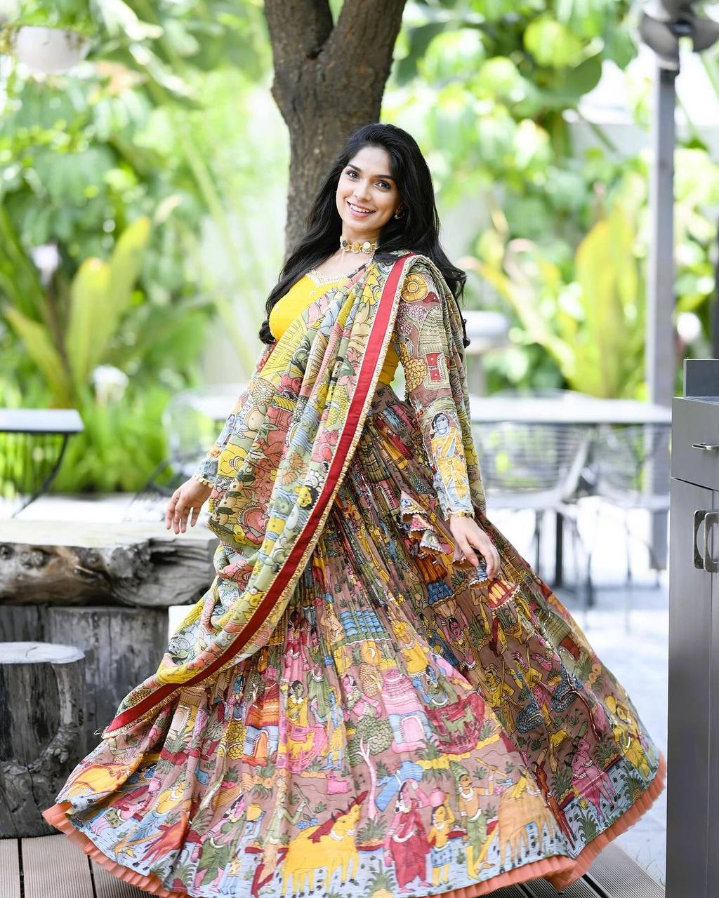 Elegant kalamkari printed lehenga choli for weddings and festive wear mameraa