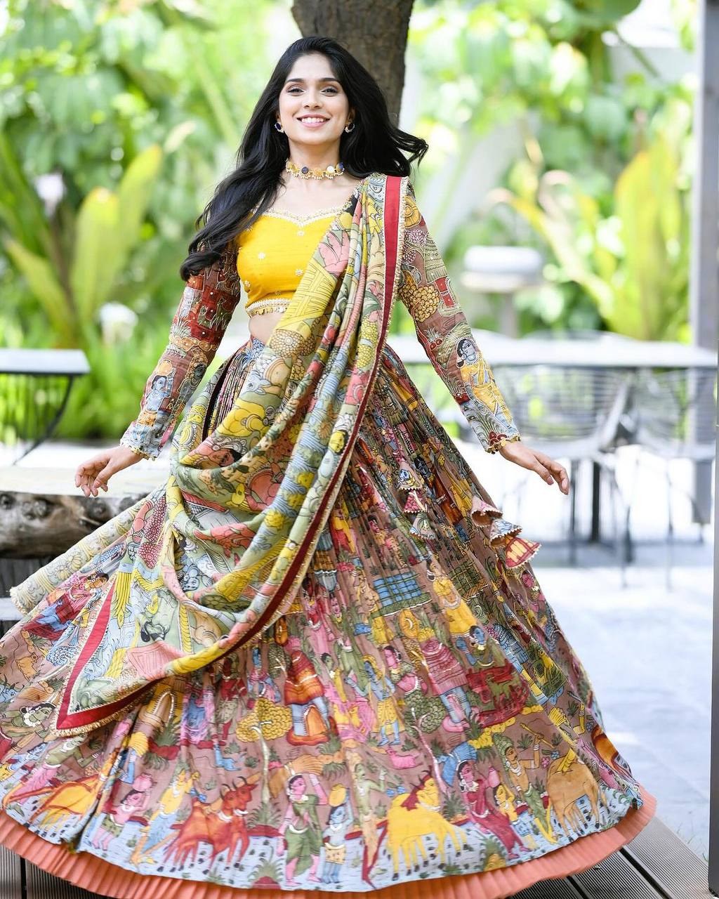 Elegant kalamkari printed lehenga choli for weddings and festive wear