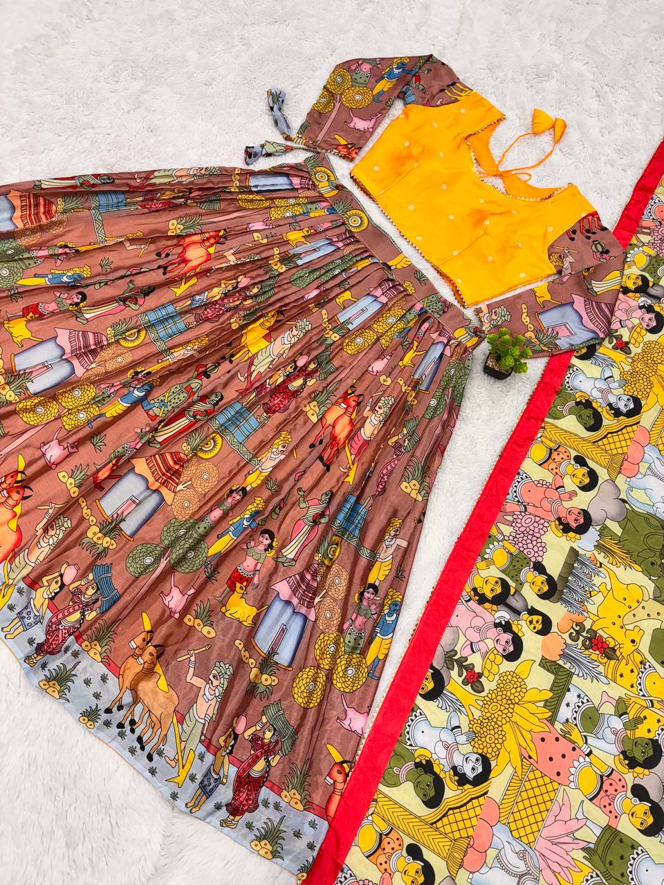 Elegant kalamkari printed lehenga choli for weddings and festive wear