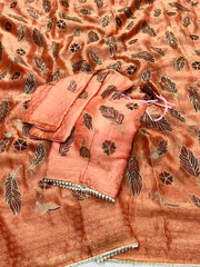 Designer Orange Silk Saree For Women
