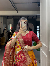 Mustard Yellow Patola Lehenga Choli for Women