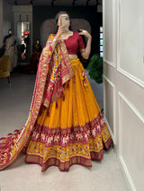 Mustard Yellow Patola Lehenga Choli for Women
