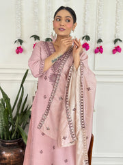 Women Pink Color Embroidered Kurta Set with Dupatta