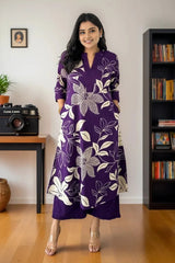 Women Purple Floral Printed Kurta Set with Pants