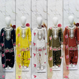 Girls Off White Embroidered Kurta Salwar Set with Dupatta