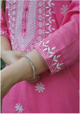 Women Bright Pink Embroidered Kurta Set with Dupatta