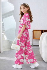 Girls Pink Floral Printed Co-Ord Set