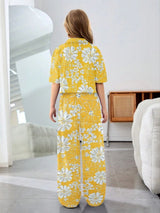 Girls Mustard Yellow Floral Printed Co-Ord Set