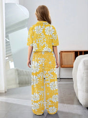 Girls Mustard Yellow Floral Printed Co-Ord Set