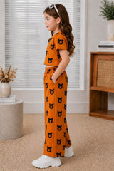 Girls Mustard Bear Print Co-Ord Set