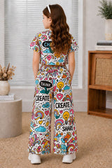 Girls Multicolor Graphic Printed Co-Ord Set