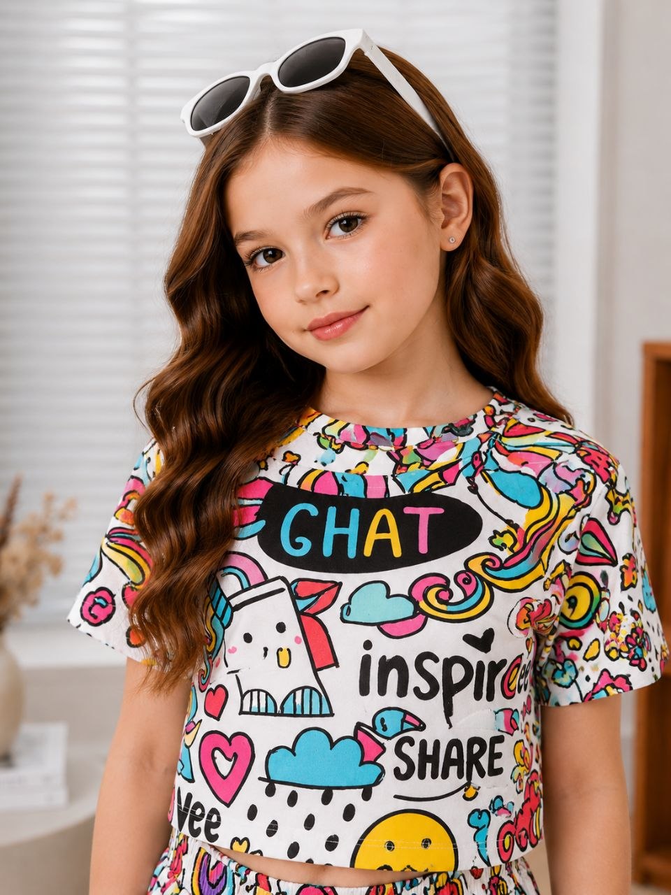 Girls Multicolor Graphic Printed Co-Ord Set